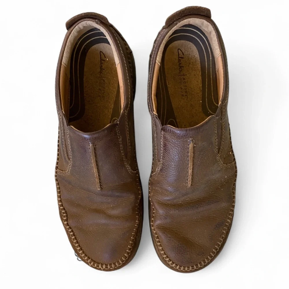 Clarks Men's Brown Leather with Suede border Active Air Loafers Sz 13